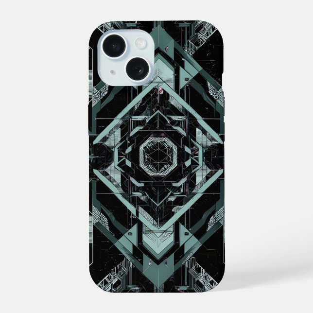 Silent Protocol: Cortex von Cyan iPhone 15 Hülle (Rückseite)