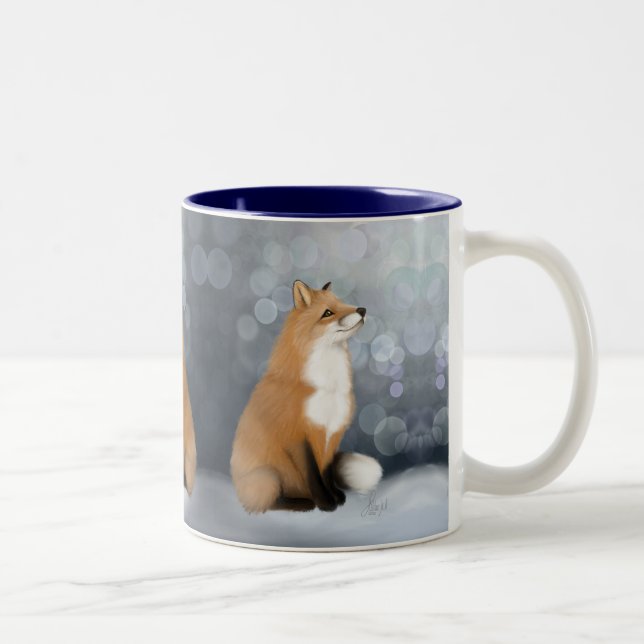 Silent Snowfall Fox Zweifarbige Tasse (Rechts)