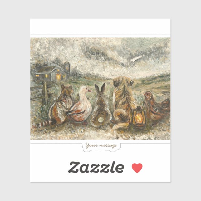 Silent Watching Whimsical Farmhouse Animals  Aufkleber (Blatt)