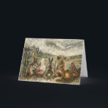 Silent Watching Whimsical Farmhouse Animals  Karte<br><div class="desc">This greeting card features unlikely animal friends gathered around a cozy campfire on a peaceful farm. The warm,  rustic scene is perfect for birthday cards,  thank you notes,  or thinking of you messages. A sweet card for animal lovers.</div>
