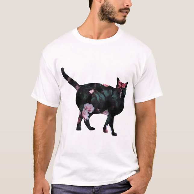 Silhouette 2 der Katze T-Shirt (Vorderseite)