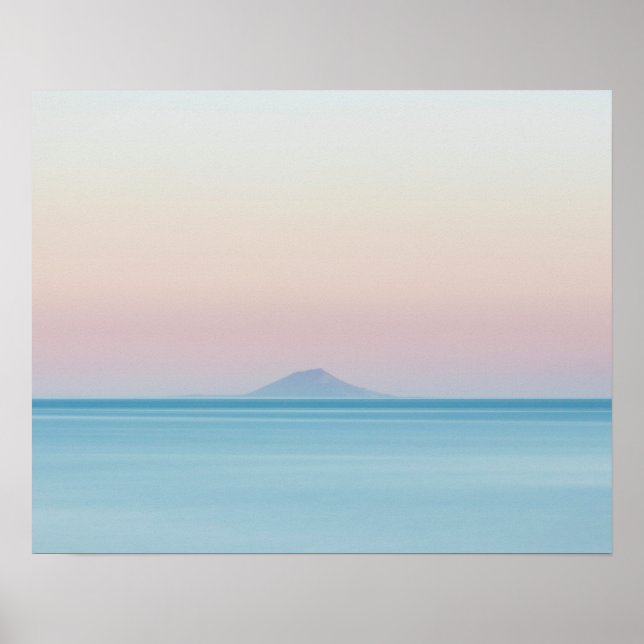 Silhouette am Horizont bei Sonnenuntergang Poster (Vorne)