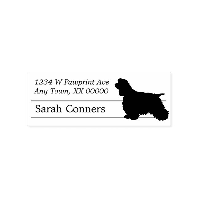 Silhouette American Cocker Spaniel Rücksendeadress Gummistempel (Prägung)