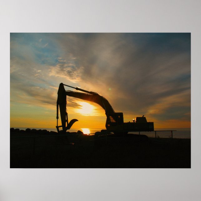 Silhouette an den Wellenbrechern Poster (Vorne)