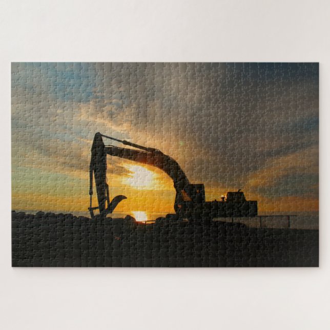 Silhouette an den Wellenbrechern Puzzle (Horizontal)