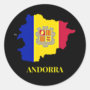 Silhouette Andorra, Flagge, Runder Aufkleber