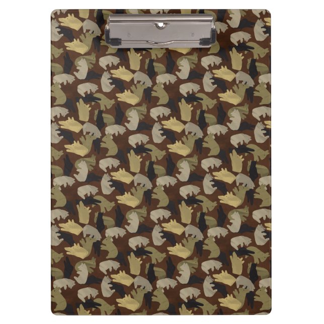 Silhouette Animal Camouflage Brown Klemmbrett (Vorderseite)