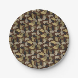 Silhouette Animal Camouflage Brown Pappteller
