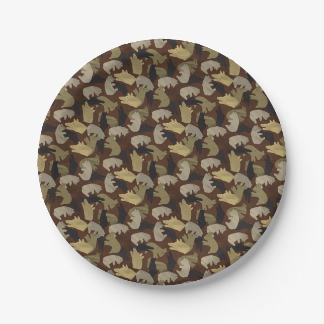 Silhouette Animal Camouflage Brown Pappteller (Vorderseite)
