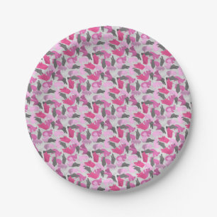 Silhouette Animal Camouflage Pink Pappteller