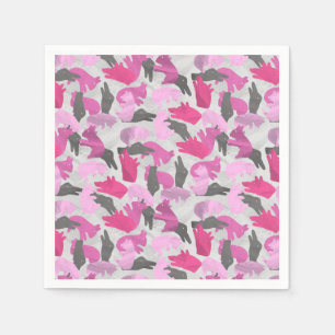 Silhouette Animal Camouflage Pink Serviette
