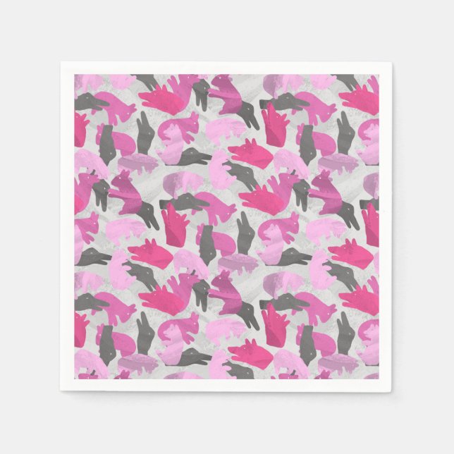 Silhouette Animal Camouflage Pink Serviette (Vorderseite)