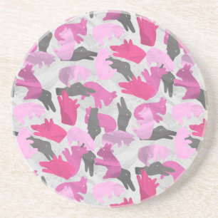Silhouette Animal Camouflage Pink Untersetzer