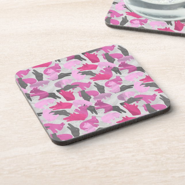 Silhouette Animal Camouflage Pink Untersetzer (Linke Seite)