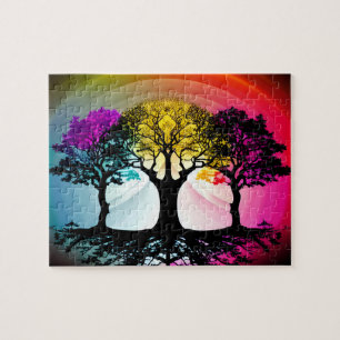 Silhouette Art Multicolored Forest Puzzle