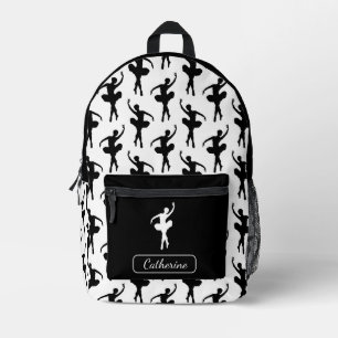 Silhouette Ballerina in Schwarz und Weiß Bedruckter Rucksack