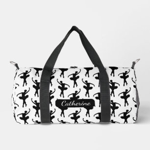 Silhouette Ballerina in Schwarz und Weiß Duffle Bag