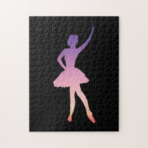Silhouette Ballerina rosa lila Puzzle