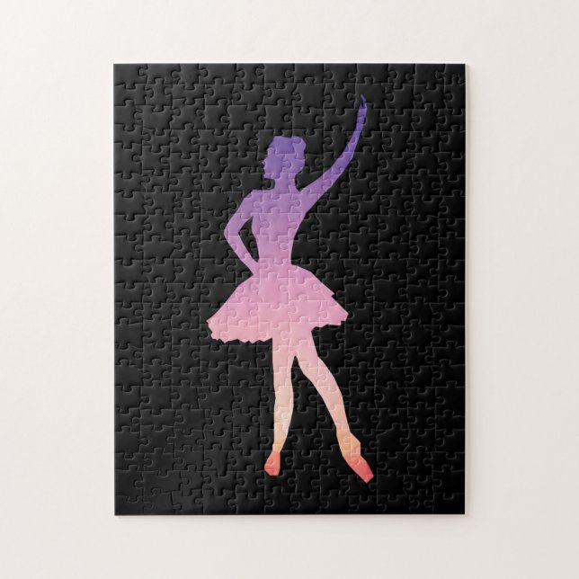 Silhouette Ballerina rosa lila Puzzle (Vertikal)