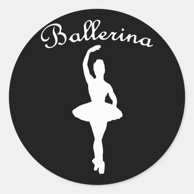 Silhouette Ballerina Runder Aufkleber (Vorderseite)