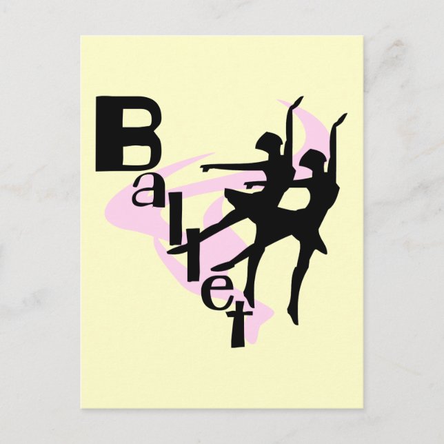 Silhouette Ballett T - Shirt und Geschenke Postkarte (Vorderseite)