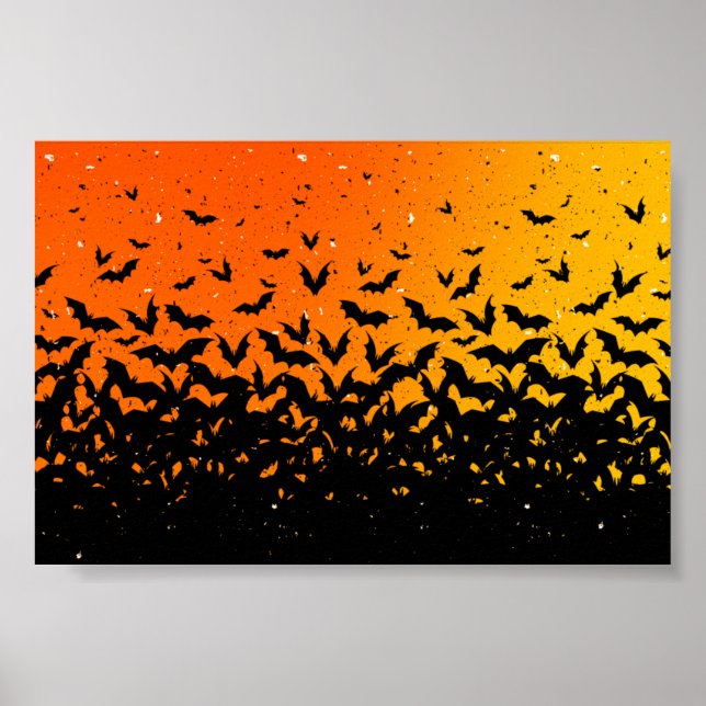 Silhouette Bats Vampire Dracula Halloween Muster Poster (Vorne)