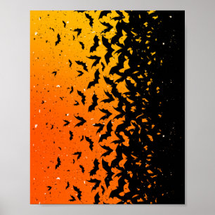 Silhouette Bats Vampire Dracula Halloween Muster Poster