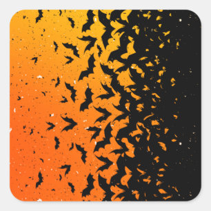 Silhouette Bats Vampire Dracula Halloween Muster Quadratischer Aufkleber