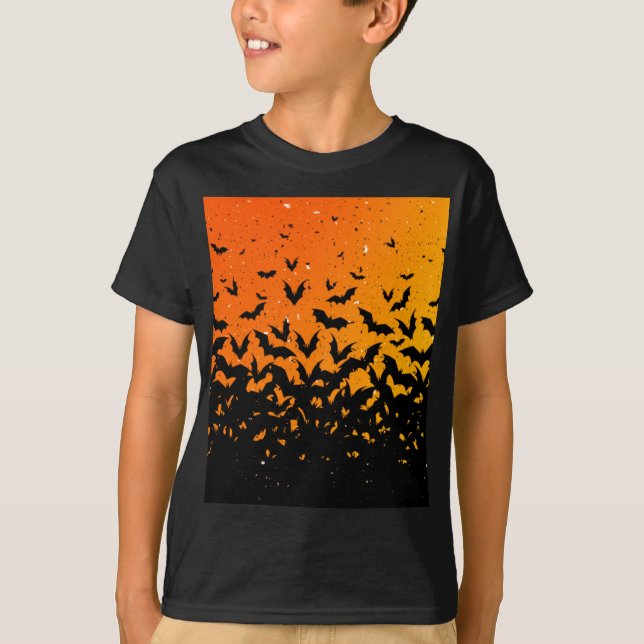 Silhouette Bats Vampire Dracula Halloween Muster T-Shirt (Vorderseite)