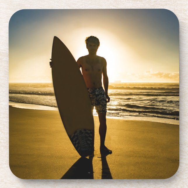 Silhouette bei Sonnenaufgang Getränkeuntersetzer (Vorderseite)