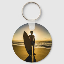 Silhouette bei Sonnenaufgang Schlüsselanhänger