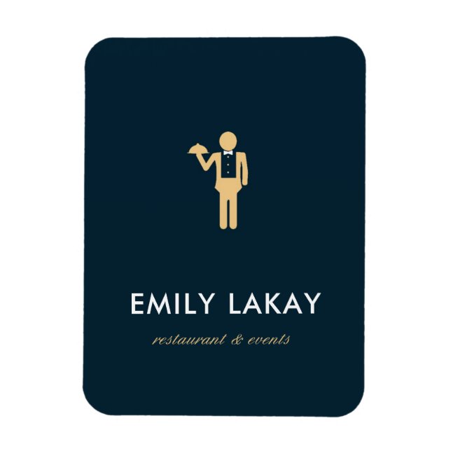 Silhouette Beige Kellnerblau Magnet (Vertikal)