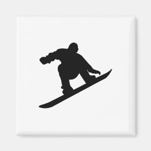 Silhouette beim Snowboarden im Skiurlaub Magnet