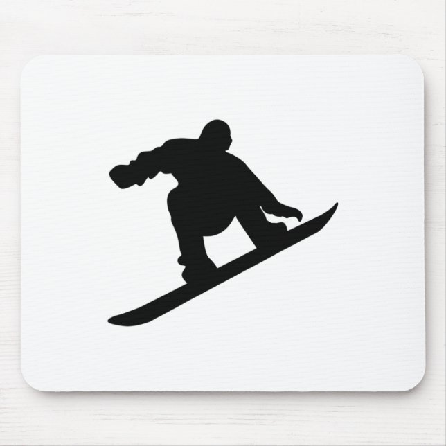 Silhouette beim Snowboarden im Skiurlaub Mousepad (Vorne)