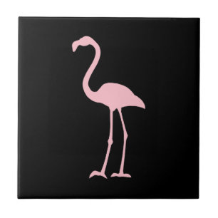 Silhouette Black and Pink Flamingo Fliese
