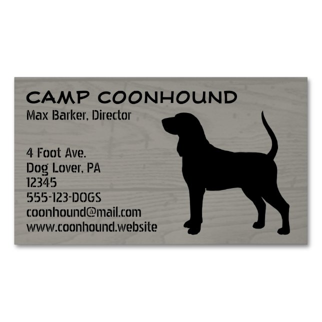 Silhouette Black and Tan Coonhound Magnetische Visitenkarte (Vorderseite)