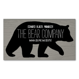 Silhouette Black Bear Land Wildlife Campingplatz Magnetische Visitenkarte