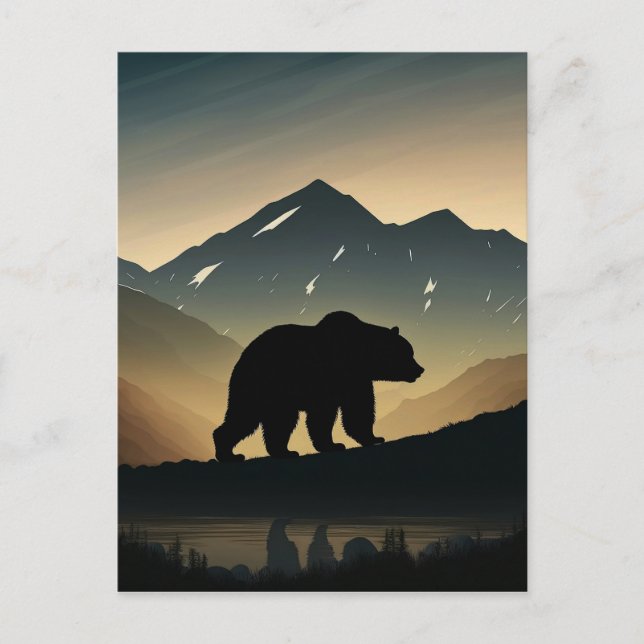 Silhouette Black Bear Postkarte (Vorderseite)