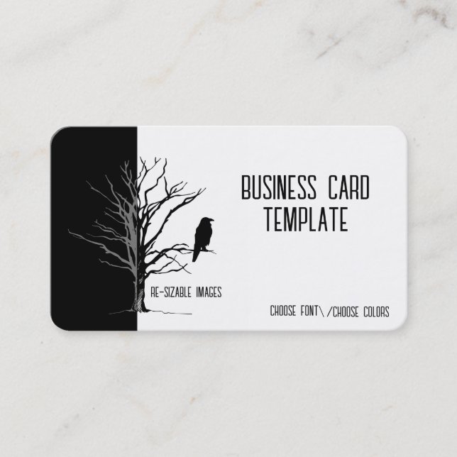 Silhouette Black Bird Raven Business Card Visitenkarte (Vorderseite)