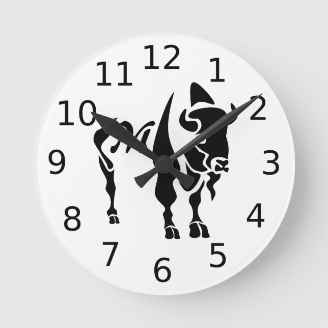 Silhouette Black Buffalo Monogram Runde Wanduhr (Vorderseite)
