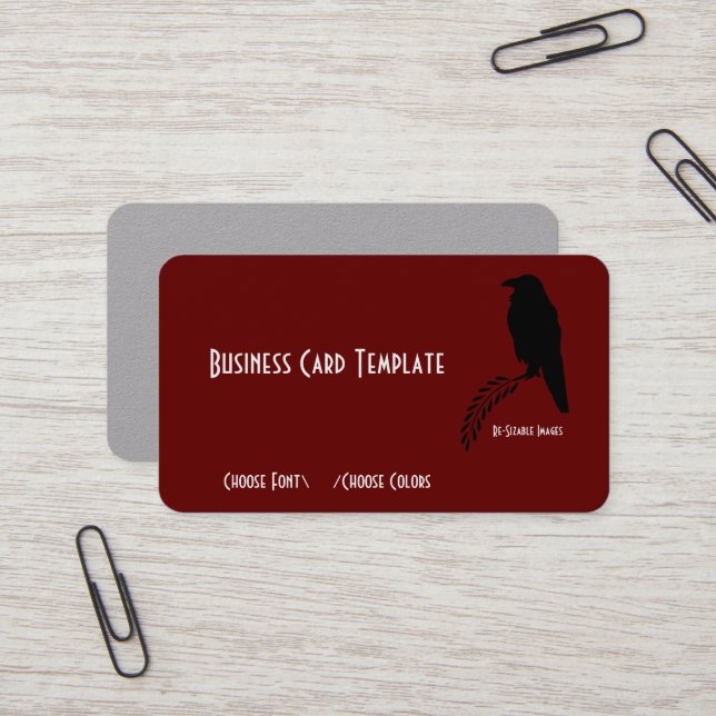 Silhouette Black Raven Bird Business Card Visitenkarte (Vorderseite/Rückseite Beispiel)