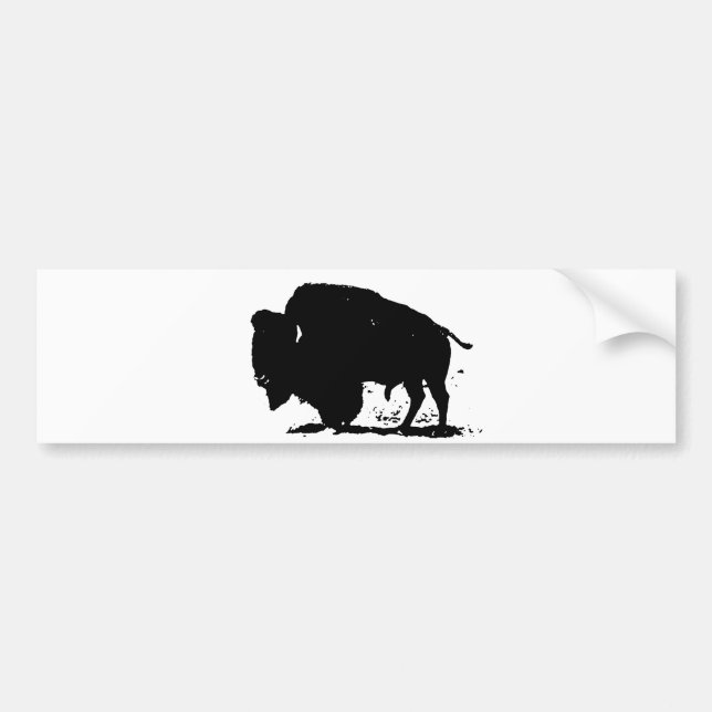 Silhouette Black & White Buffalo Autoaufkleber (Vorne)