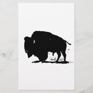 Silhouette Black & White Buffalo Briefpapier