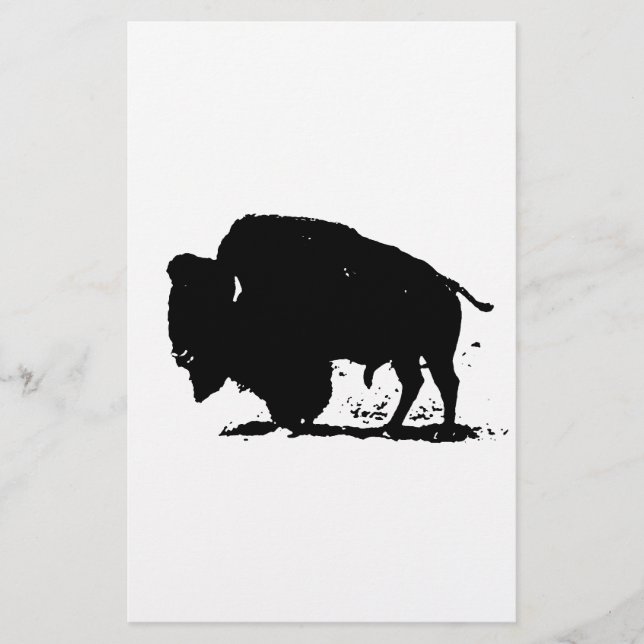 Silhouette Black & White Buffalo Briefpapier (Vorderseite)
