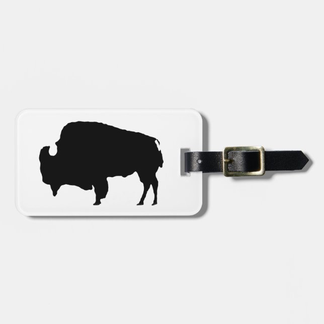 Silhouette "Black & White Buffalo" Gepäckmarke Gepäckanhänger (Vorderseite horizontal)