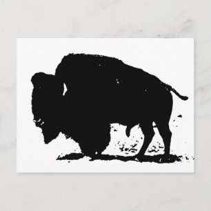 Silhouette Black & White Buffalo Postkarte
