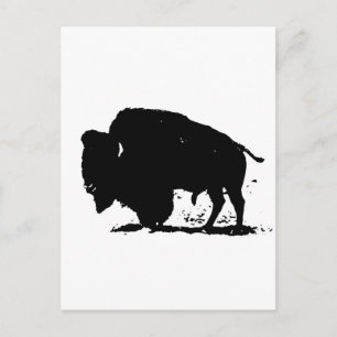Silhouette Black & White Buffalo Postkarte