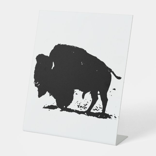 Silhouette Black & White Buffalo Sockelschild (Vorderseite)