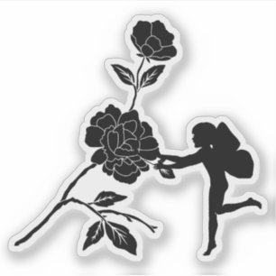 Silhouette Blume Fairy Child Fantasy Fairys Aufkleber