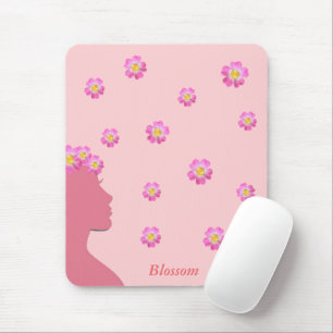 Silhouette, Blume und Text auf Rosa Mousepad